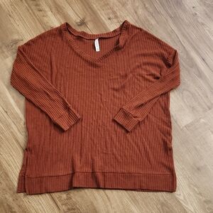 Zenana Outfitters Terracotta Ribbed Knit Top